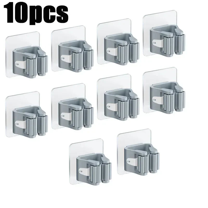 Mop Holder Self-adhesive Broom Stand Wall Mounted Mop Support Sweeping Brush Hook Storage Organizer Bathroom Kitchen Accessories