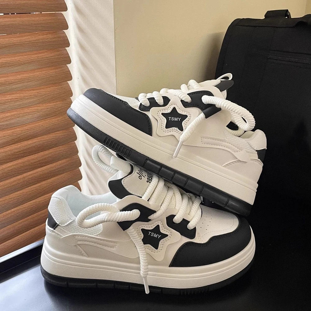 Star Walking Sneakers Casual Sport Shoes Thick Sole Comfortable Running Shoes Non-Slip Aesthetic Tennis Shoes for Outdoor Sports