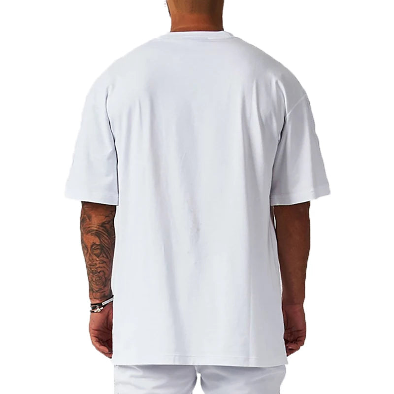 Personalized Cross Print Mens Fitness T-shirts Oversized Loose Short Sleeve Cotton Breathable Shirt Gym Bodybuilding Muscle Tops