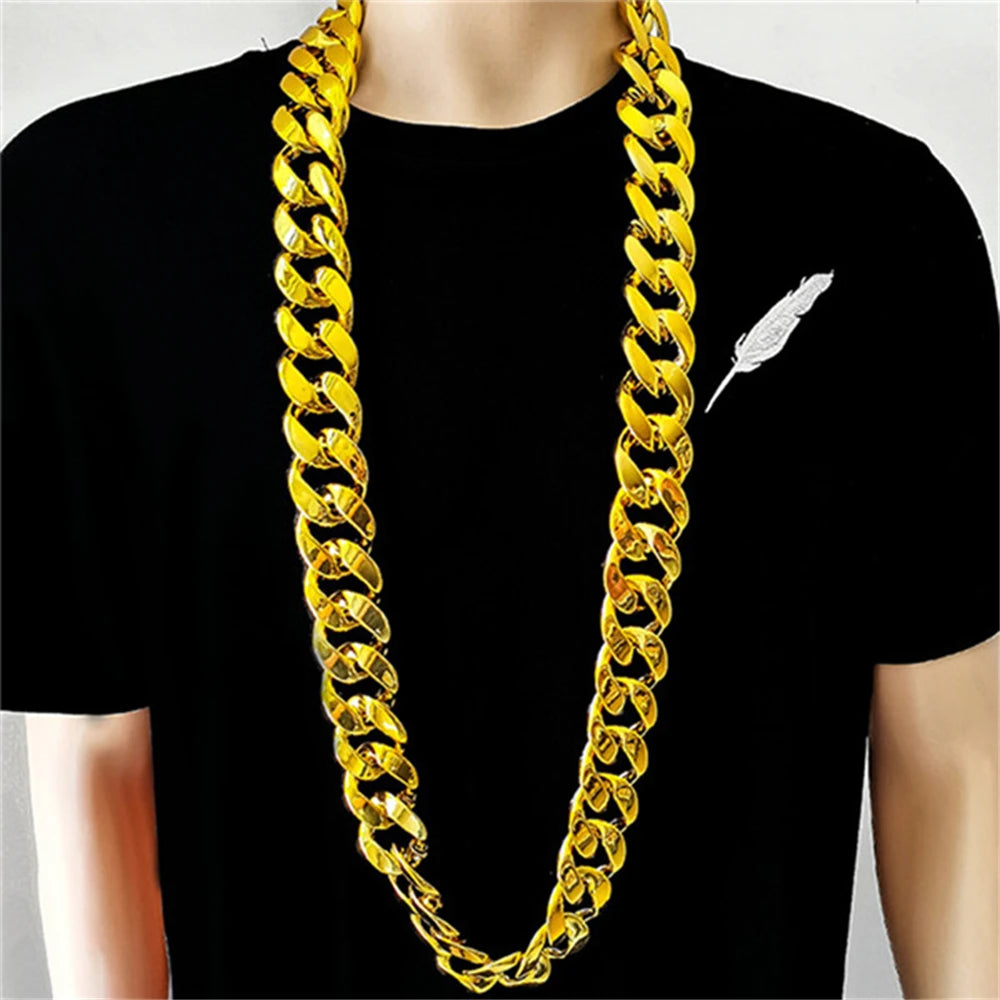 Hip Hop Gold Color Big Acrylic Chunky Chain Necklace For Men Punk Oversized Large Plastic Link Chain Men's Jewelry