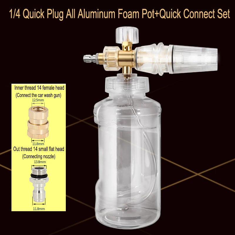 Pressure Washer Foam Cannon Gun with 1/4 Inch Quick Connect and Adjustable Nozzle Car Wash Sprayer with 1 L Bottle