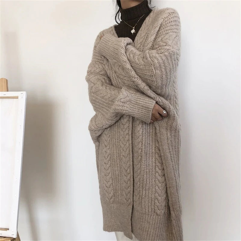 Women Sweater Cardigans Autumn Winter Knitted Jackets Korean Loose Oversized Long Sleeve Elegance Sweet Casual Coats New Basics