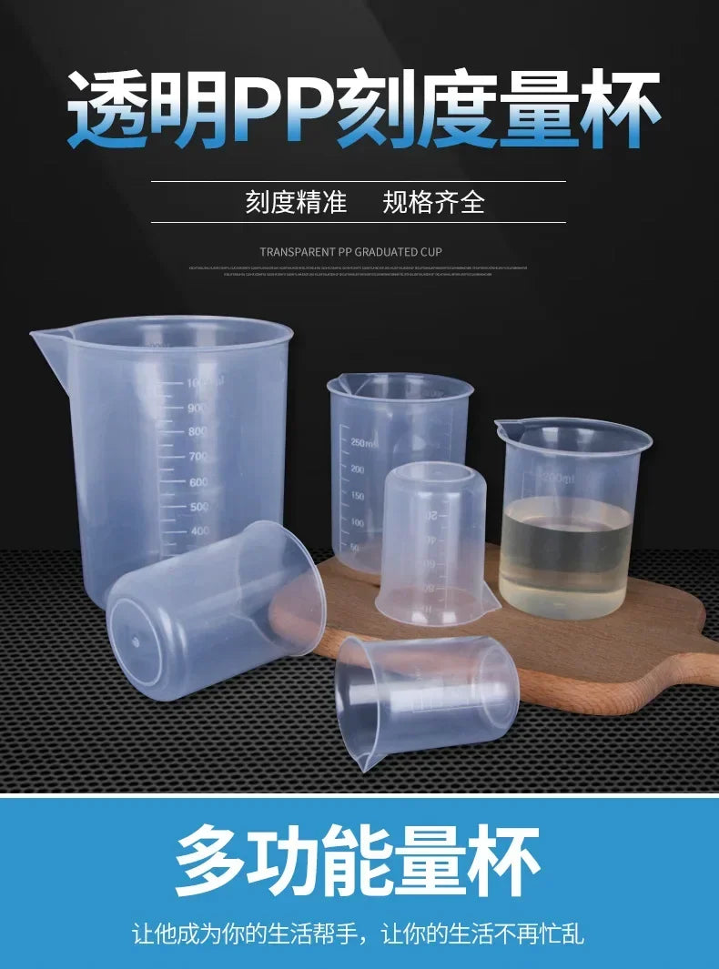 100ml Measuring Cup Transparent Scale Plastic Measuring Cup Lab Chemical Measuring Cup Without Handle Kitchen Bar Supplies