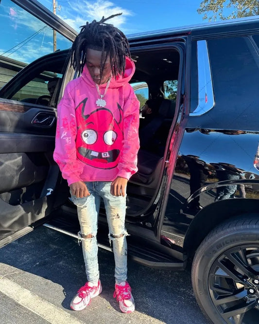 Hip-hop Punk Trendy Brand Hoodie Y2K Harajuku Retro Spoof Pattern Printed Oversized Sweatshirt Men Colorful Casual Streetwear
