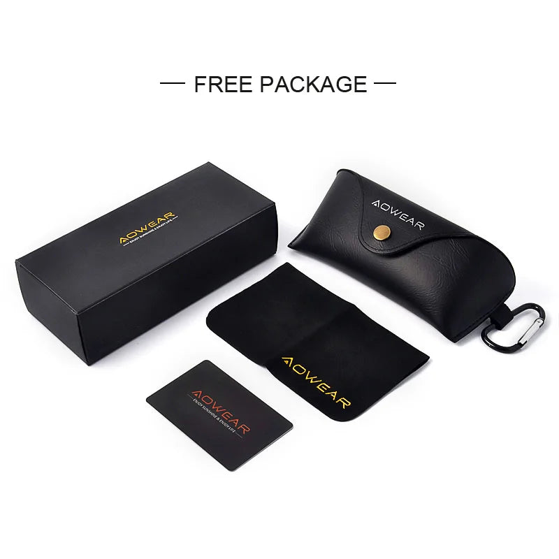 AOWEAR Aviation Luxury Sunglasses Men Polarized Oversized Driving Mirror Glasses Male Brand Designer Retro Eyewear with Case