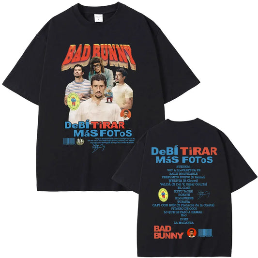 Rapper Bad Bunny Graphic T-shirt DeBi TiRAR MaS FOToS DTMF Print T Shirts Men Women Hip Hop Vintage Oversized T-shirt Streetwear