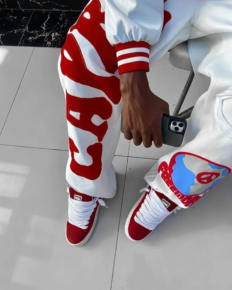 2025 Gothic Letter Embroidered Casual Trousers Men Y2k American Fashion Brand Oversized Harajuku Hip-hop Rock Wide-leg Pants Men