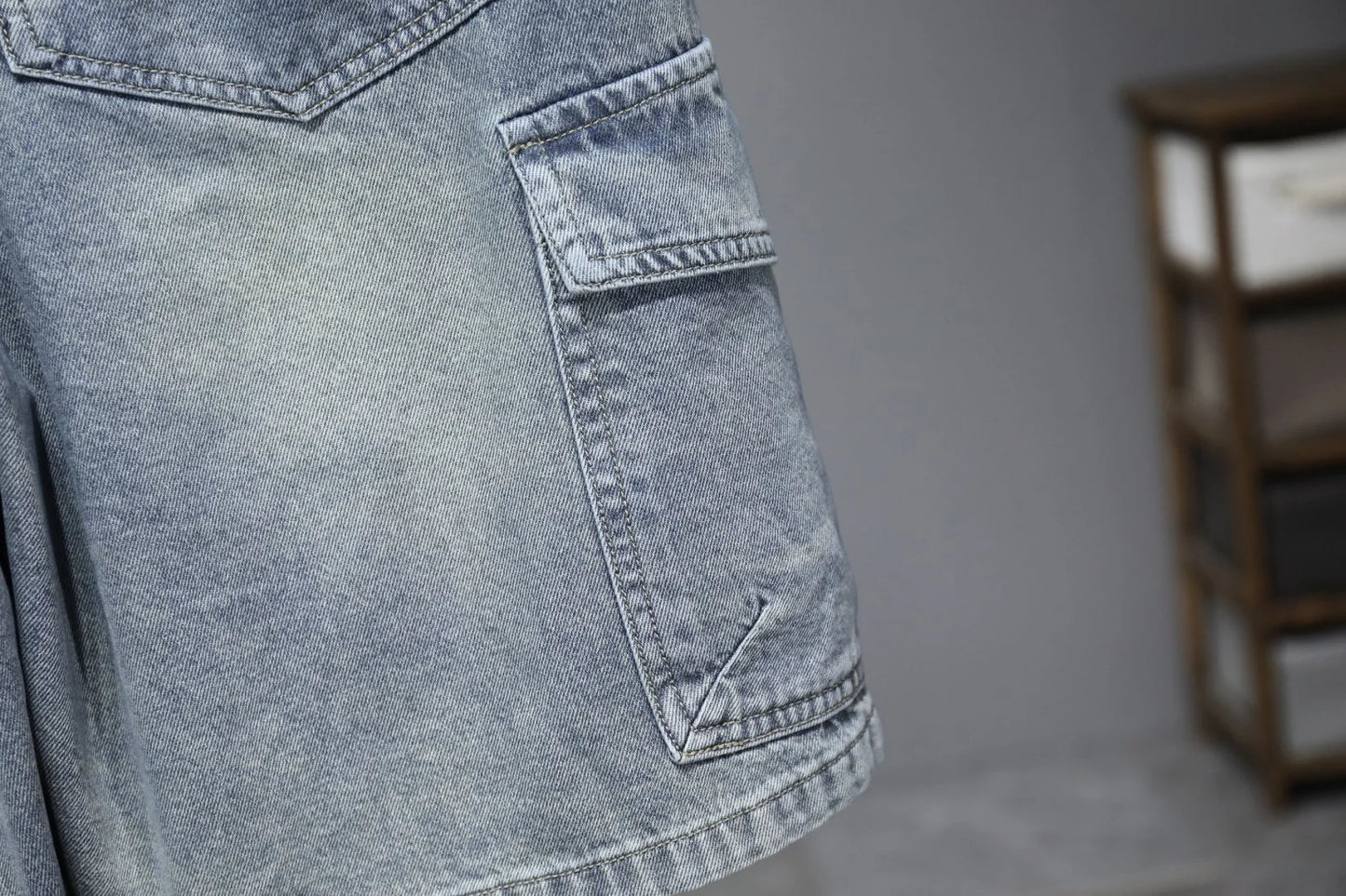 Men's Oversized Denim Shorts Summer Anti-Chafing Mid Waist Stretch Cargo Shorts Youth Hip Hop Beach Streetwear Sizes M-5XL