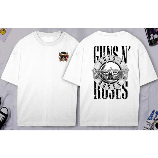 Guns N 'Roses T-Shirt Men Fashion Street Vintage Hip Hop Rockers Metal Band Short Sleeve Women High Quality Cotton Oversized Top
