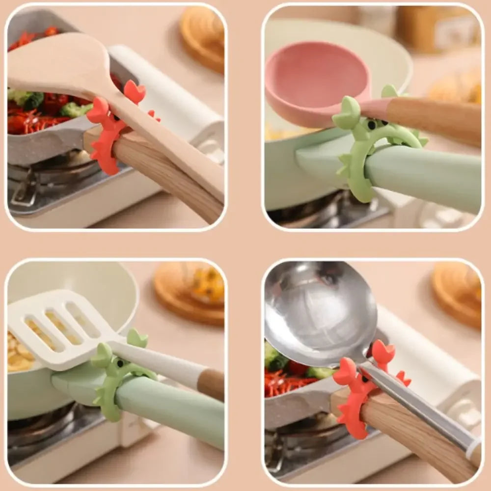 2/1Pcs Silicone Spatula Rack Small Crab Anti Scalding Overflow Pot Clip Spoon Holder Clip Universal Shovel Rack Kitchen Gadgets
