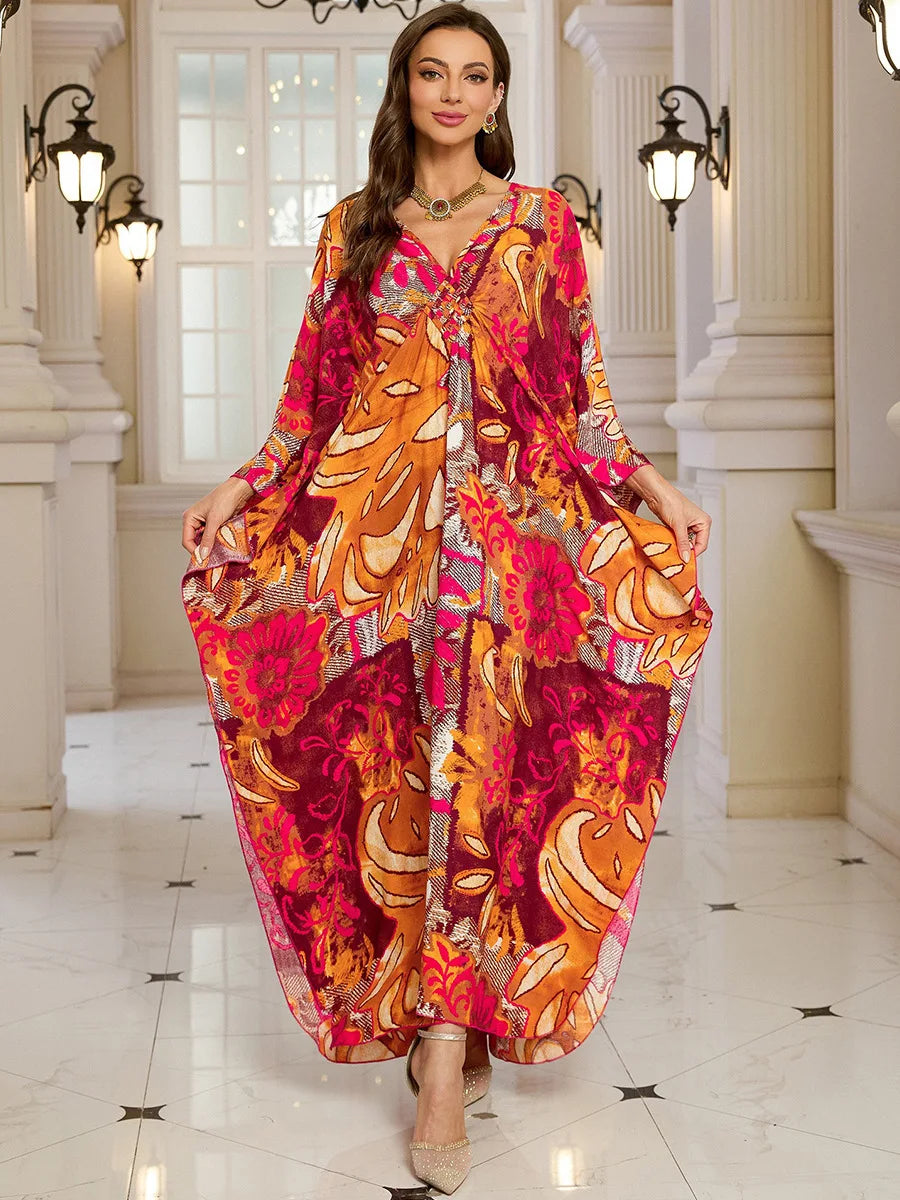 Kaftan Dresses for Women Wave Neck Swimsuit Cover Up Caftan Dress Plus Size Oversized Long Beach Dress