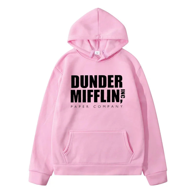 DUNDER MIFFLIN Letter Printed Men Women's Hoodie Autumn Winter Pure Cotton Fashion Casual Long Sleeve Oversized Harajuku Tops