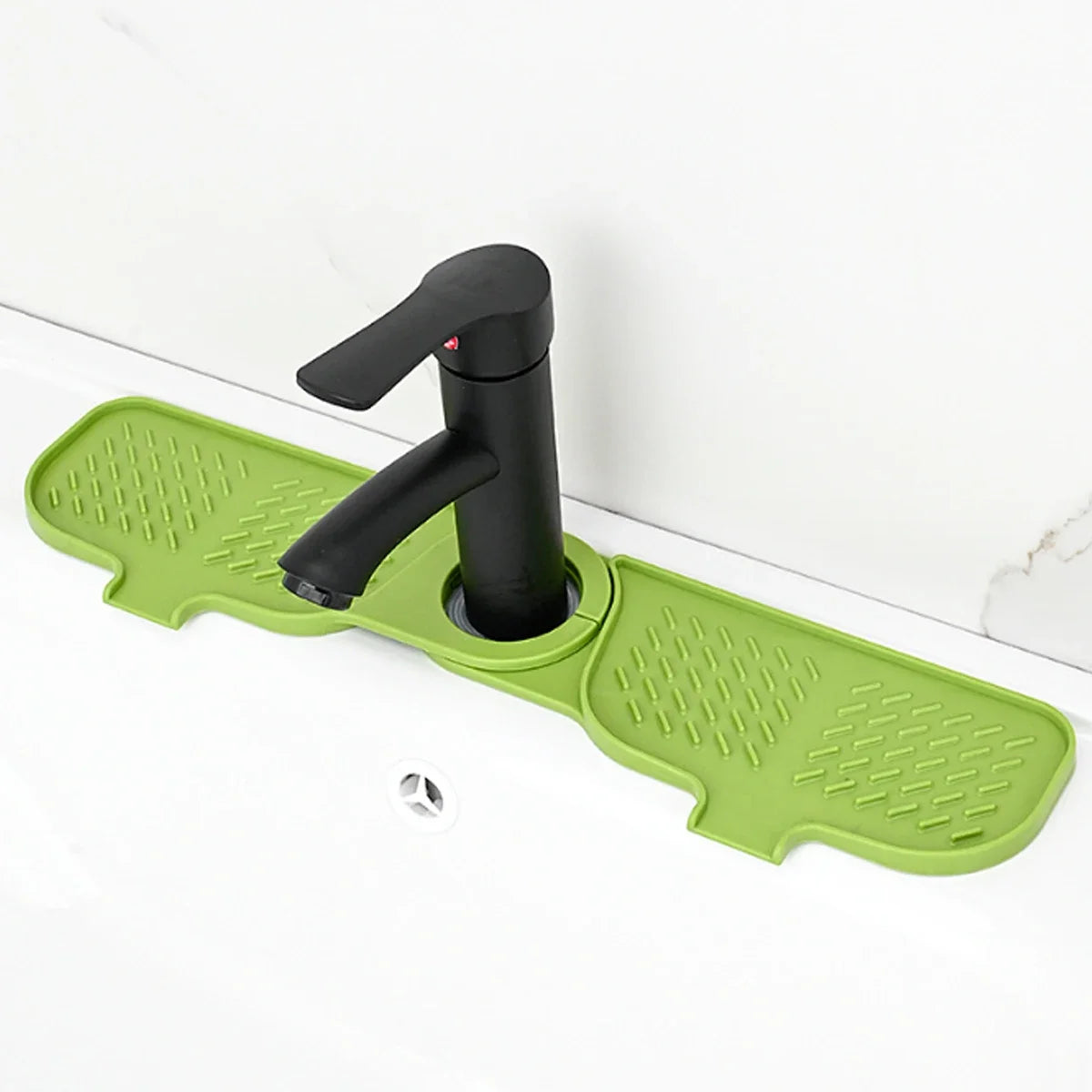 Kitchen Sink Splash Drain Mat Silicone Faucet Handle Drip Catcher Tray Dish Soap Dispenser&Sponge Holder Mat Sink Accessories