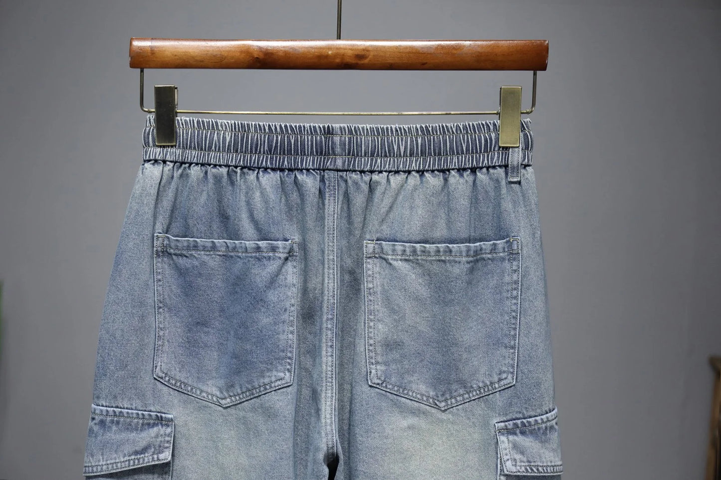 Men's Oversized Denim Shorts Summer Anti-Chafing Mid Waist Stretch Cargo Shorts Youth Hip Hop Beach Streetwear Sizes M-5XL