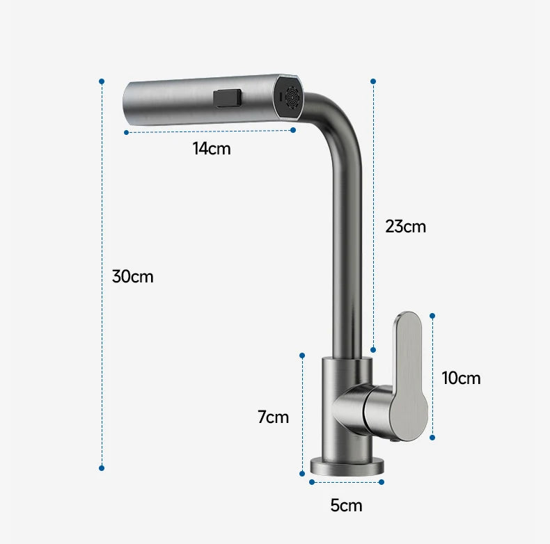 Gray Kitchen Faucets Pull Out Rotation Waterfall Stream Sprayer Head Hot -Cold Water Faucet Wash Basin Rotation Water Tap 