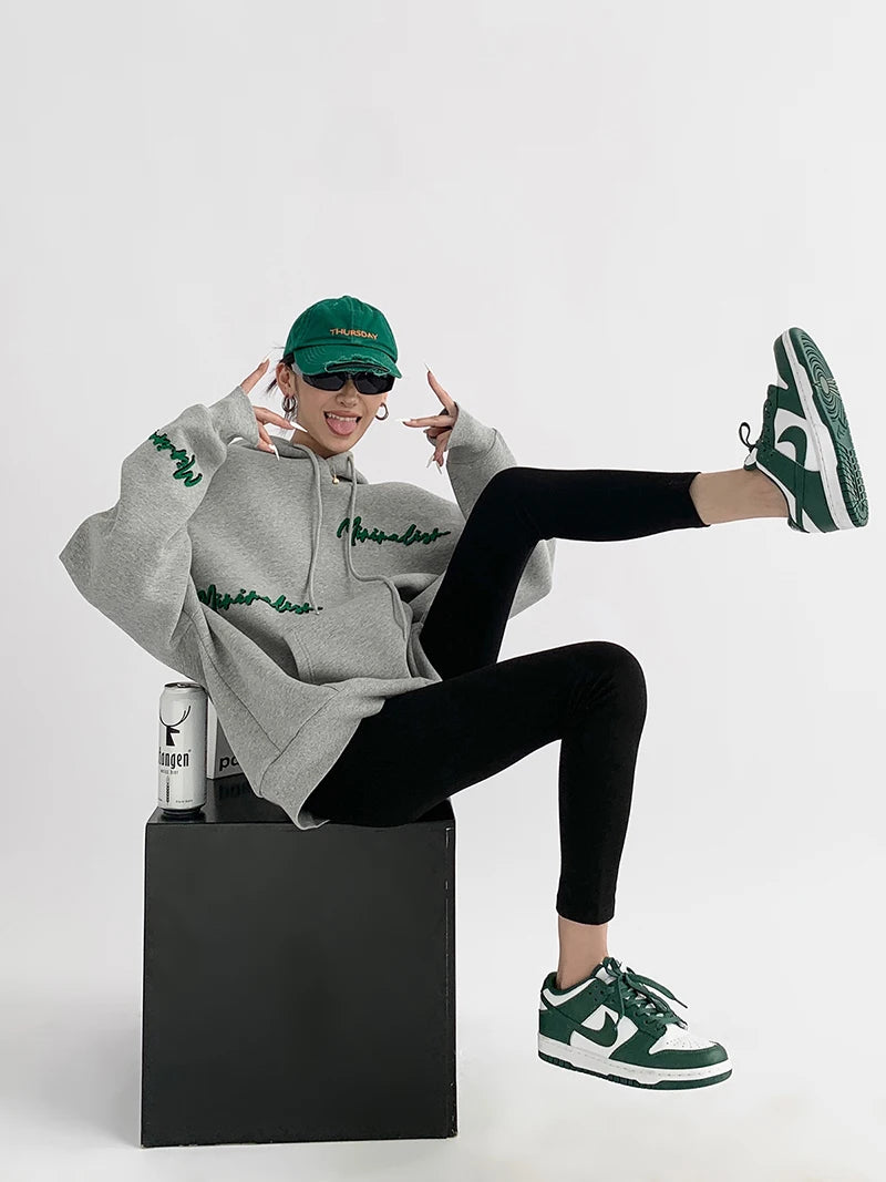 High Quality Letter Print Oversized Hoodies Women Y2k Fall Winter Plus Fleece Thick Sweatshirt Female Korean Baggy Pullover Tops