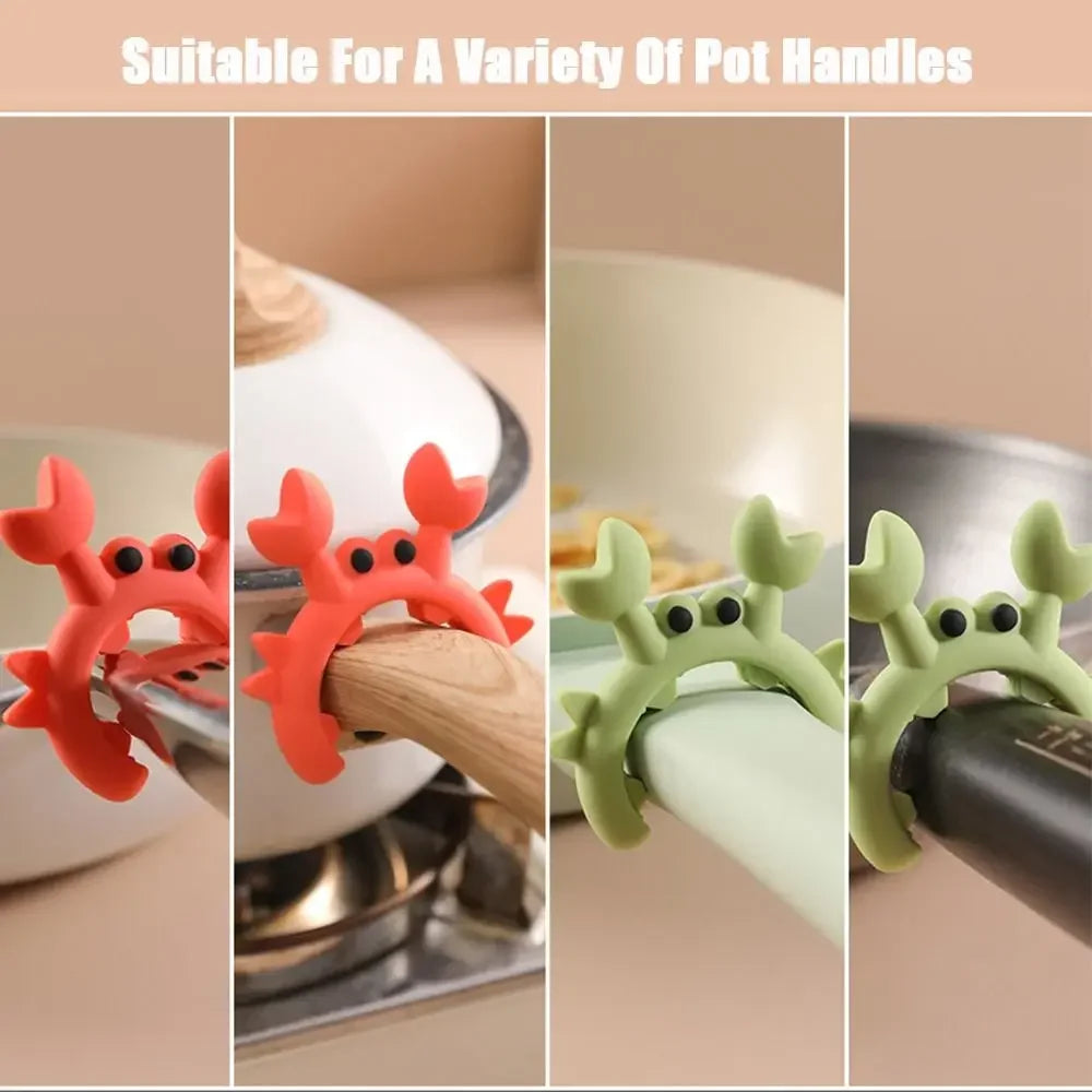 2/1Pcs Silicone Spatula Rack Small Crab Anti Scalding Overflow Pot Clip Spoon Holder Clip Universal Shovel Rack Kitchen Gadgets