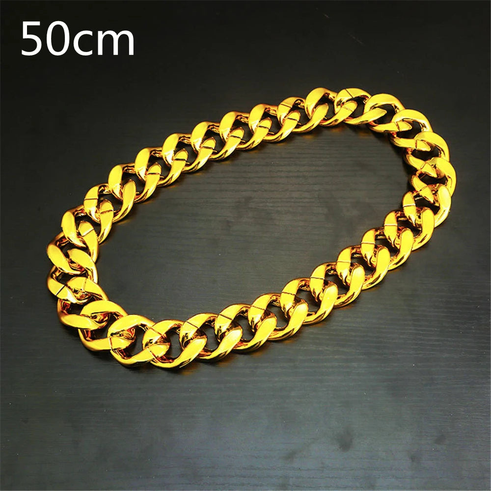 Hip Hop Gold Color Big Acrylic Chunky Chain Necklace For Men Punk Oversized Large Plastic Link Chain Men's Jewelry