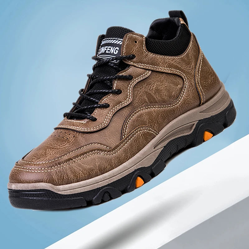 High Quality Leather Men Shoes Fashion Mens Casual shoes Comfortable Male Walking Sneakers Breathable Retro Non-slip Sport Shoes