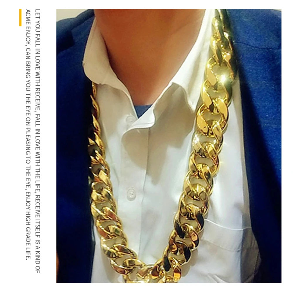 Hip Hop Gold Color Big Acrylic Chunky Chain Necklace For Men Punk Oversized Large Plastic Link Chain Men's Jewelry