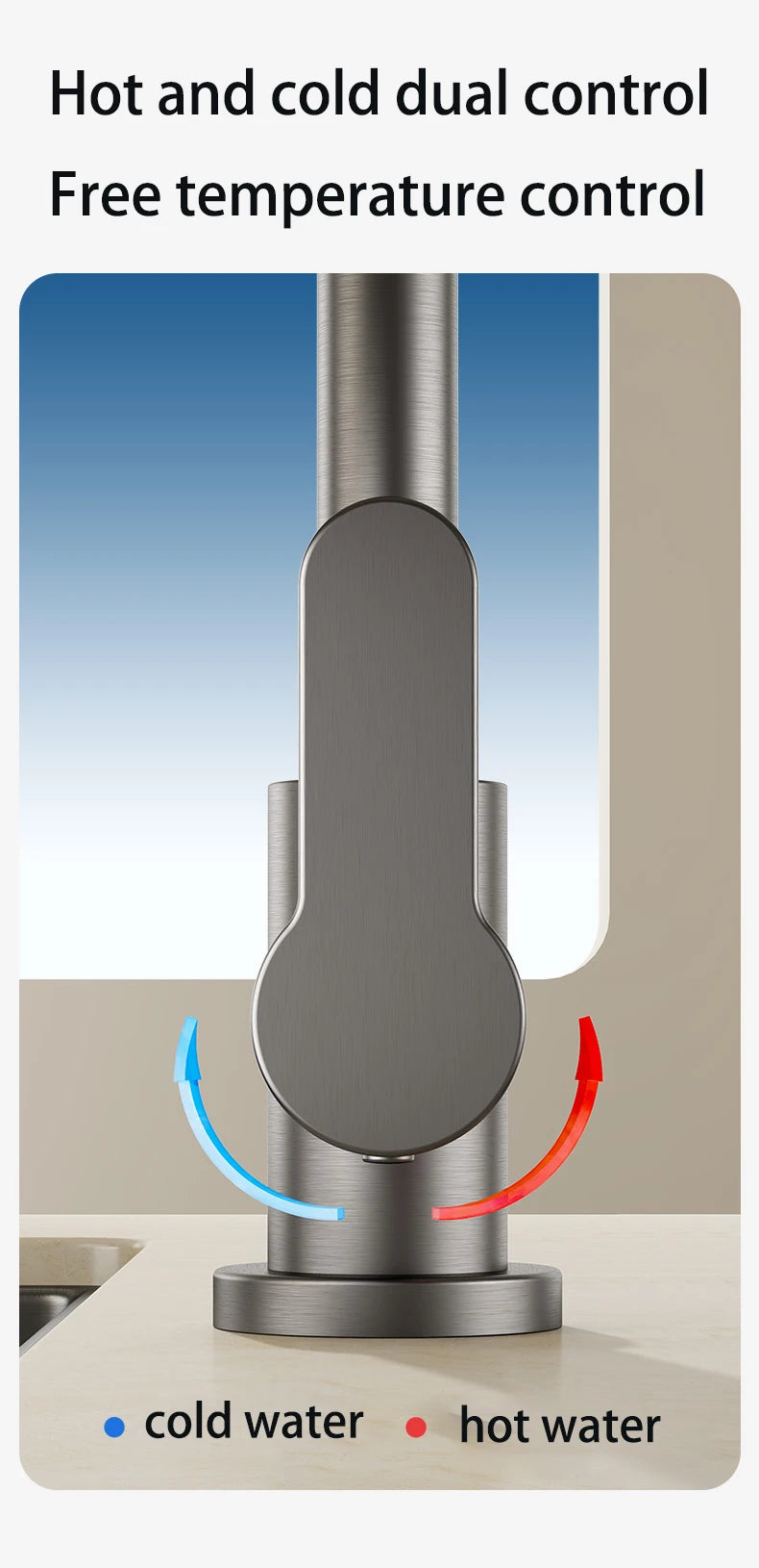 Gray Kitchen Faucets Pull Out Rotation Waterfall Stream Sprayer Head Hot -Cold Water Faucet Wash Basin Rotation Water Tap 