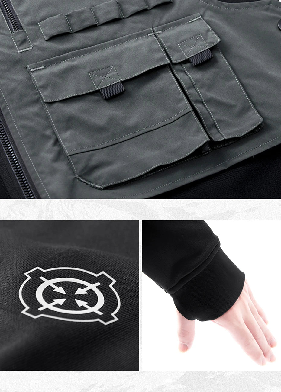 Mens Fashion Techwear T Shirt Hi Street Mechanical Tactical Tshirts Oversized Harajuku Hip Hop Streetwear Cargo Tops Tees