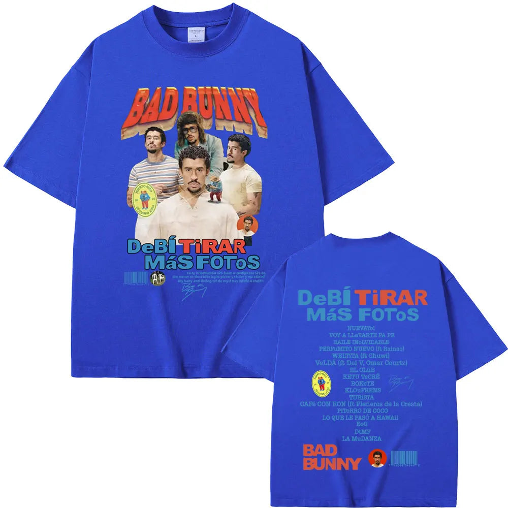 Rapper Bad Bunny Graphic T-shirt DeBi TiRAR MaS FOToS DTMF Print T Shirts Men Women Hip Hop Vintage Oversized T-shirt Streetwear
