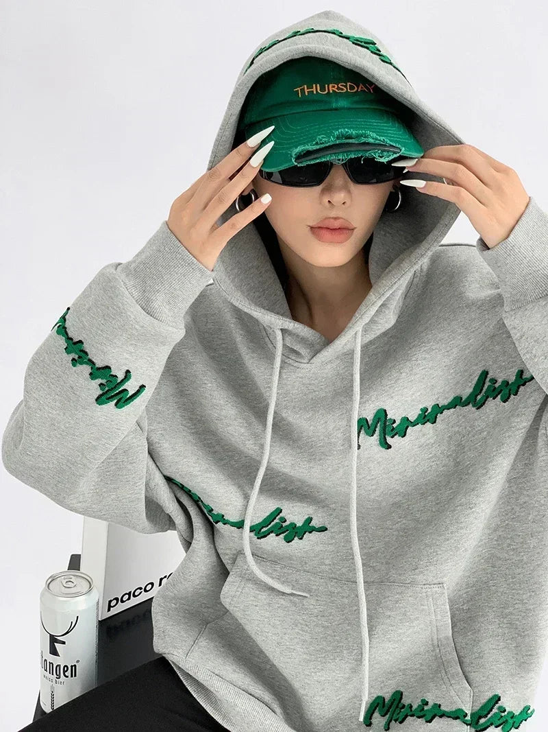 High Quality Letter Print Oversized Hoodies Women Y2k Fall Winter Plus Fleece Thick Sweatshirt Female Korean Baggy Pullover Tops