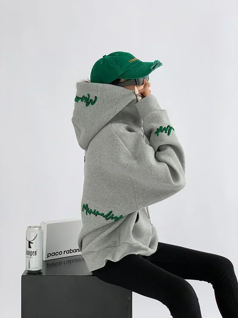 High Quality Letter Print Oversized Hoodies Women Y2k Fall Winter Plus Fleece Thick Sweatshirt Female Korean Baggy Pullover Tops