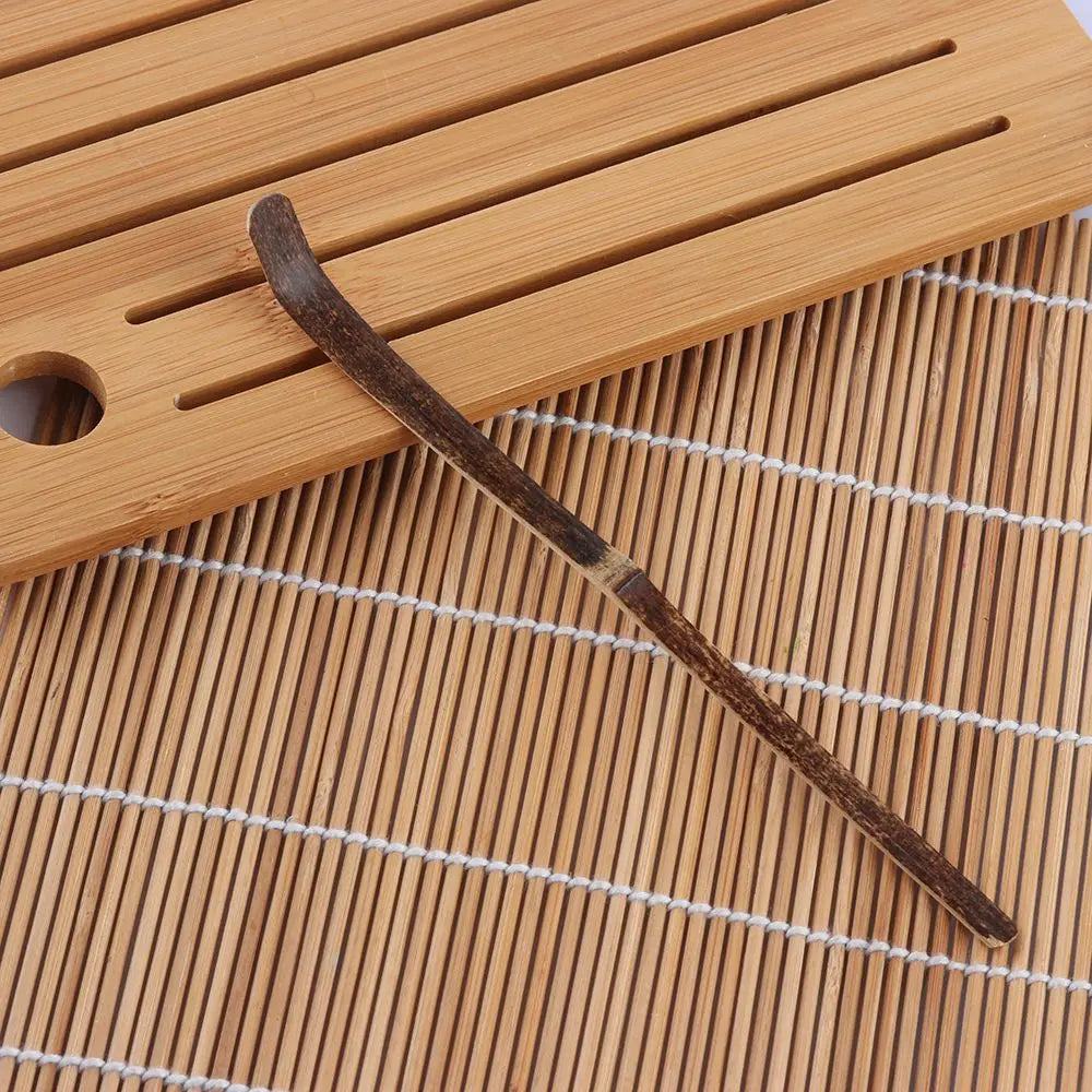 Teaware Kitchen Tool Spice Gadget Handmade Black Bamboo Wood Tea Sticks Leaf Spatula Matcha Spoon Kitchen Tool Cooking Utensil