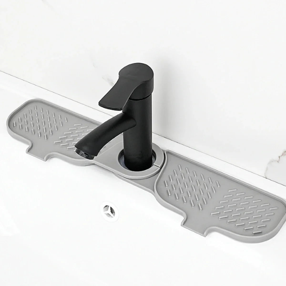 Kitchen Sink Splash Drain Mat Silicone Faucet Handle Drip Catcher Tray Dish Soap Dispenser&Sponge Holder Mat Sink Accessories