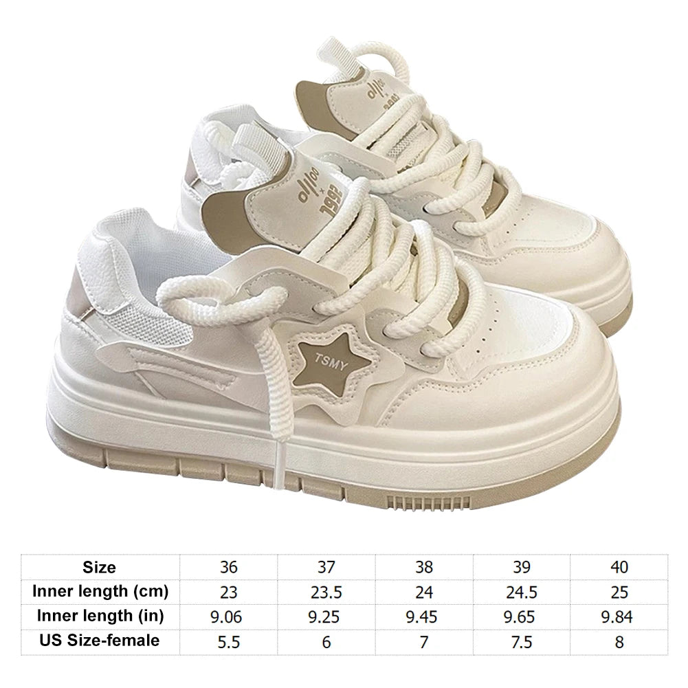 Star Walking Sneakers Casual Sport Shoes Thick Sole Comfortable Running Shoes Non-Slip Aesthetic Tennis Shoes for Outdoor Sports