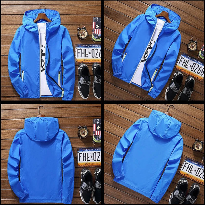 Mens Women Reflective Jacket DIY Custom Design Logo Windbreaker Zipper Jackets Coat Sunscreen Jacket Sports Pilot Oversized 7XL