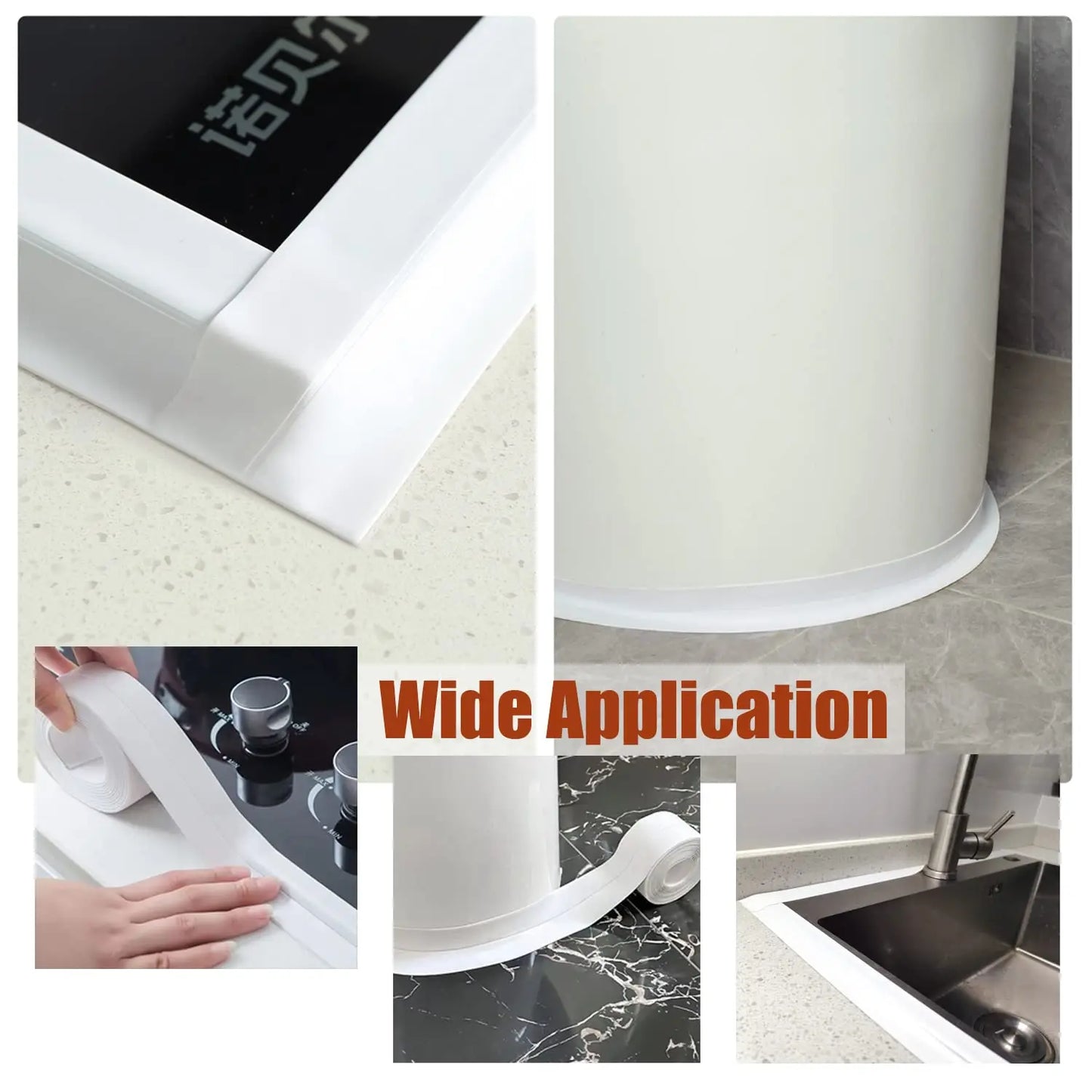 PVC Waterproof Sealing Tape Bathroom Toilet Caulk Tape Kitchen Sink Countertop Mildew Fouling Proof Sealer Self Adhesive Strip