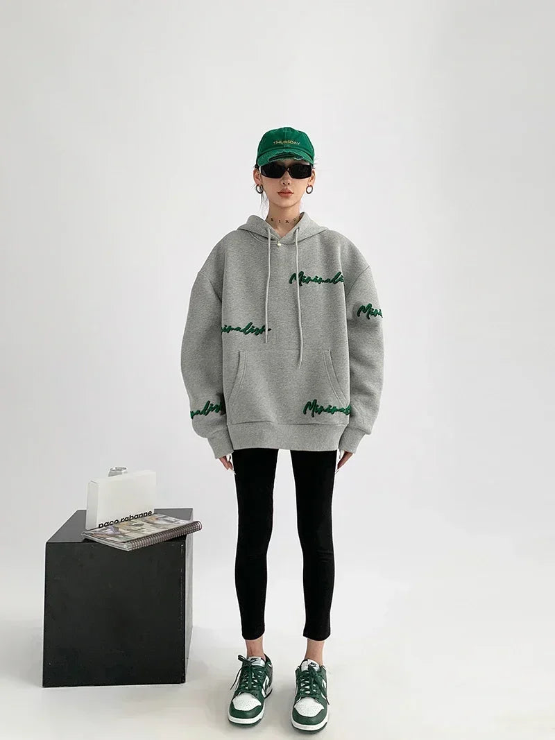 High Quality Letter Print Oversized Hoodies Women Y2k Fall Winter Plus Fleece Thick Sweatshirt Female Korean Baggy Pullover Tops