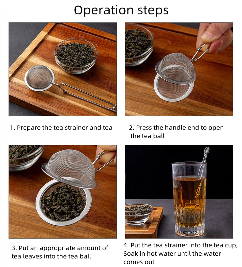 Stainless Steel Mesh Tea Infuser Cha Spice Coffee Strainer Infusor Long Handle Mug Teapot Filter Sieve Kitchen Accessories