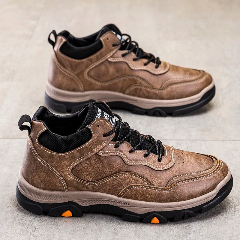 High Quality Leather Men Shoes Fashion Mens Casual shoes Comfortable Male Walking Sneakers Breathable Retro Non-slip Sport Shoes