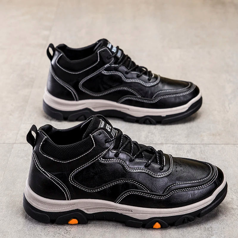 High Quality Leather Men Shoes Fashion Mens Casual shoes Comfortable Male Walking Sneakers Breathable Retro Non-slip Sport Shoes