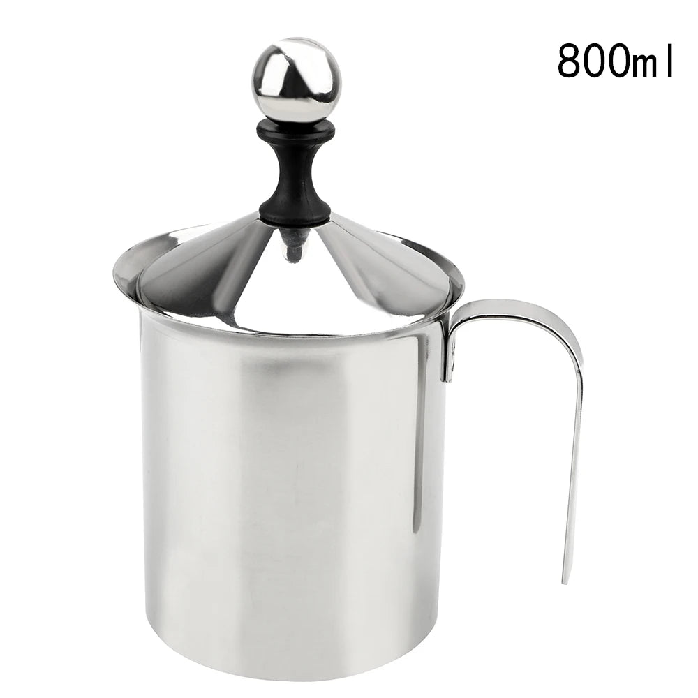 Stainless Steel Double Mesh Milk Creamer Milk Foam Mesh Coffee Foamer Manual Milk Frother Kitchen Tools 400/800ML