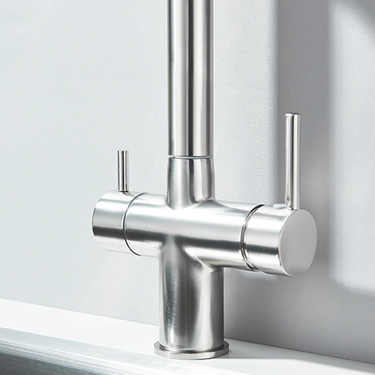 Chrome Black Filter Pull Out Kitchen Faucet Deck Mount 360 Degree Rotation Purified Tapware Cold Hot Crane Tap Dual Spouts Drink
