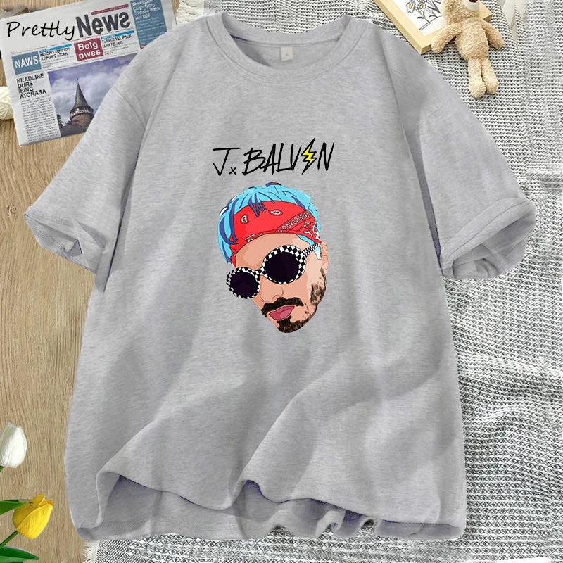 J Balvin T Shirts Women Men Singer Music Tee Shirt Summer Oversized Women's Cotton T-shirt Unisex Streetwear Womans Clothing