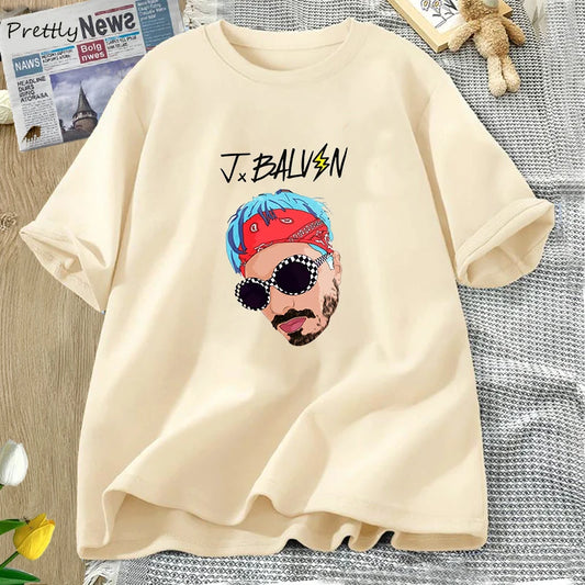 J Balvin T Shirts Women Men Singer Music Tee Shirt Summer Oversized Women's Cotton T-shirt Unisex Streetwear Womans Clothing