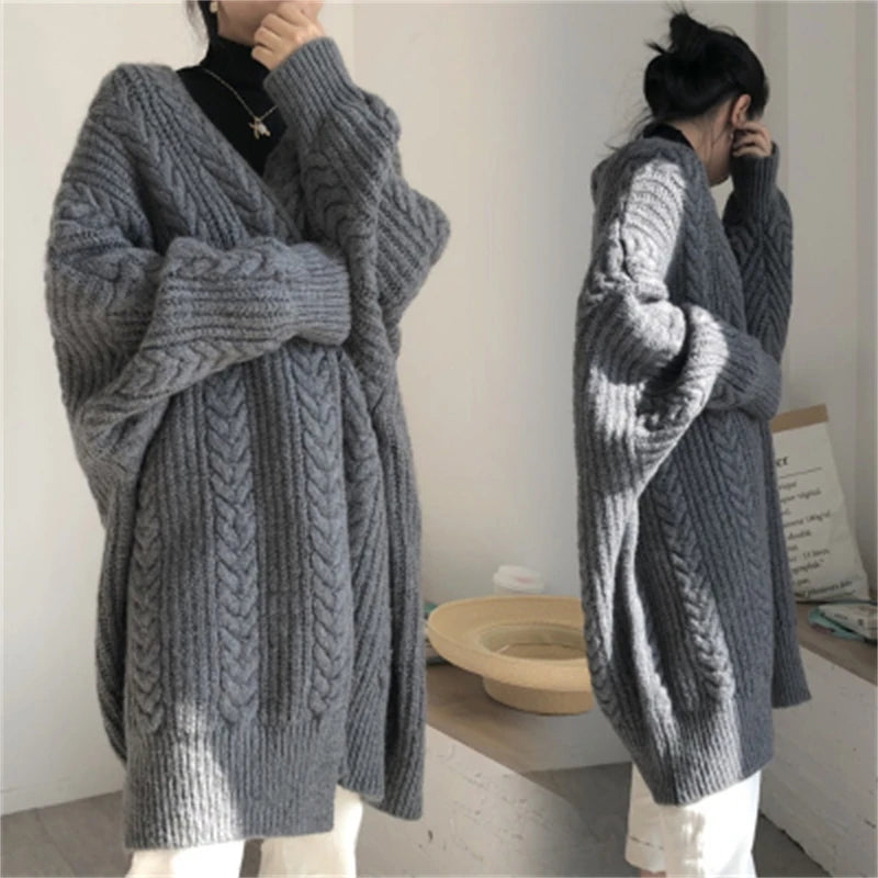 Women Sweater Cardigans Autumn Winter Knitted Jackets Korean Loose Oversized Long Sleeve Elegance Sweet Casual Coats New Basics