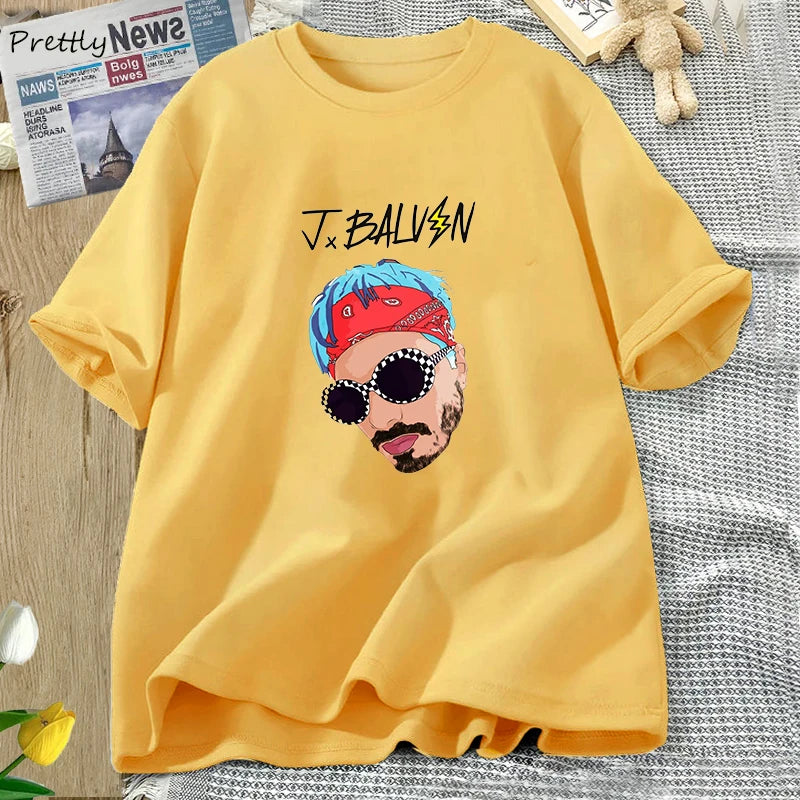 J Balvin T Shirts Women Men Singer Music Tee Shirt Summer Oversized Women's Cotton T-shirt Unisex Streetwear Womans Clothing