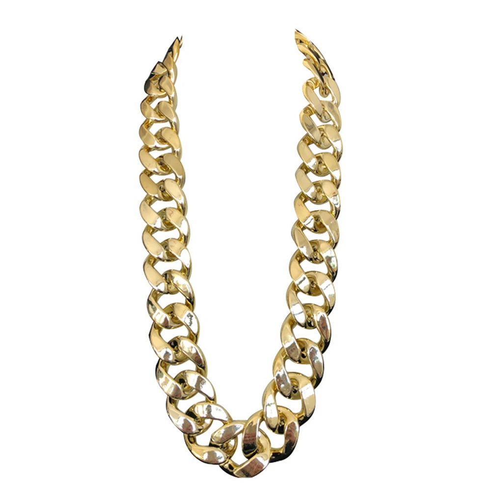 Hip Hop Gold Color Big Acrylic Chunky Chain Necklace For Men Punk Oversized Large Plastic Link Chain Men's Jewelry