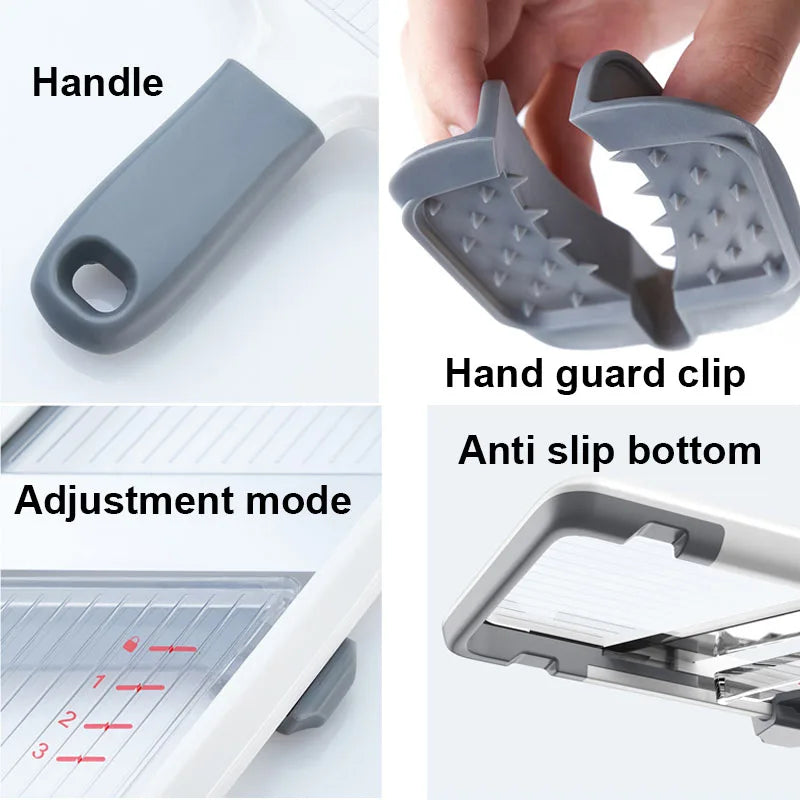 Multi Handheld Mandoline Slicer with Adjustable Stainless Steel Blade Kitchen Veggie Chopper Cheese Grater