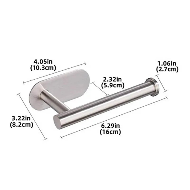 1pc Stainless Steel Paper Towel Holder No Punch Wall Mount Paper Roll Shelving Toilet Home Bathroom Kitchen Organizer