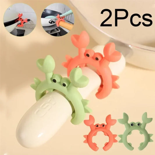 2/1Pcs Silicone Spatula Rack Small Crab Anti Scalding Overflow Pot Clip Spoon Holder Clip Universal Shovel Rack Kitchen Gadgets