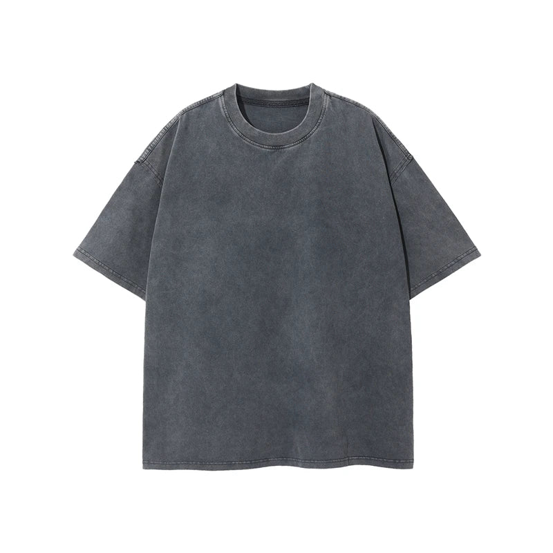 ZODF New Spring Summer Washed Cotton Solid T Shirts For Men Unisex High Street Loose Edge Oversized Noshrink T-Shirt Tee HY0465