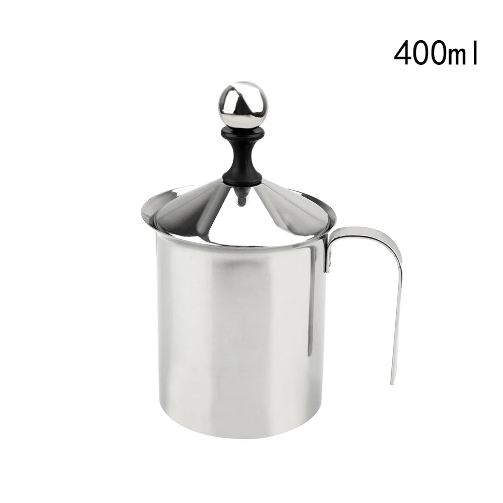 Stainless Steel Double Mesh Milk Creamer Milk Foam Mesh Coffee Foamer Manual Milk Frother Kitchen Tools 400/800ML